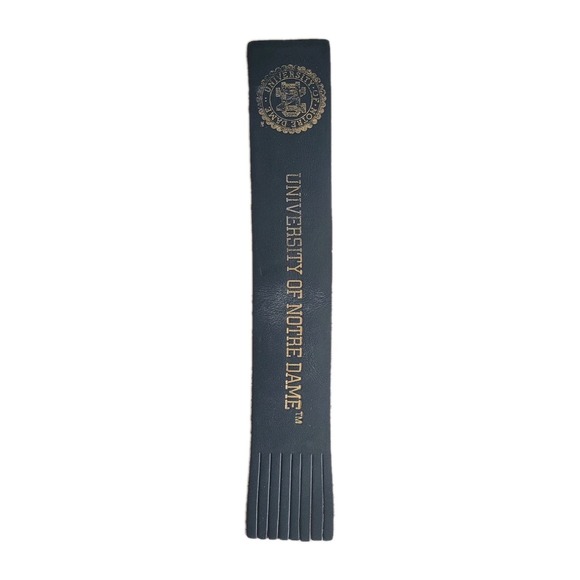 Other - Vintage University Notre Dame Bookmark Leather Fringe Black Gold Embossed